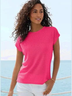 Vivance T-Shirts<T-shirt à manches courtes matière gaufrée légèrement transparente