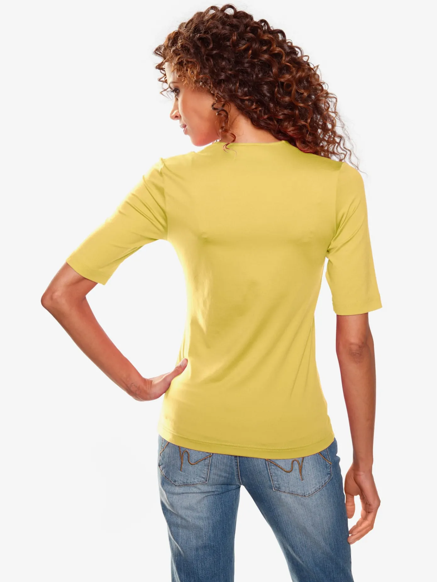 Ashley Brooke T-Shirts<T-shirt à manches courtes manches mi-longues et encolure en v féminine