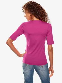 Ashley Brooke T-Shirts<T-shirt à manches courtes manches mi-longues et encolure en v féminine