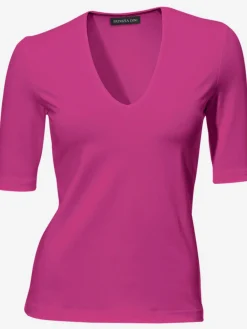 Ashley Brooke T-Shirts<T-shirt à manches courtes manches mi-longues et encolure en v féminine