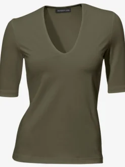 Ashley Brooke T-Shirts<T-shirt à manches courtes manches mi-longues et encolure en v féminine