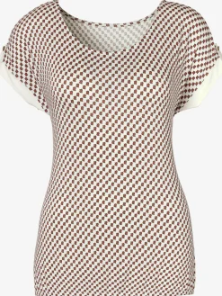 Vivance T-Shirts<T-shirt à manches courtes manches à bords francs avec bordure unie et bouton doré