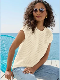 Vivance T-Shirts<T-shirt à manches courtes matière gaufrée légèrement transparente