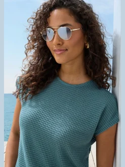 Vivance T-Shirts<T-shirt à manches courtes matière gaufrée légèrement transparente