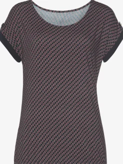 Vivance T-Shirts<T-shirt à manches courtes manches à bords francs avec bordure unie et bouton doré