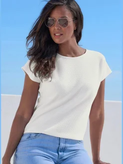 Vivance T-Shirts<T-shirt à manches courtes motif jacquard discret