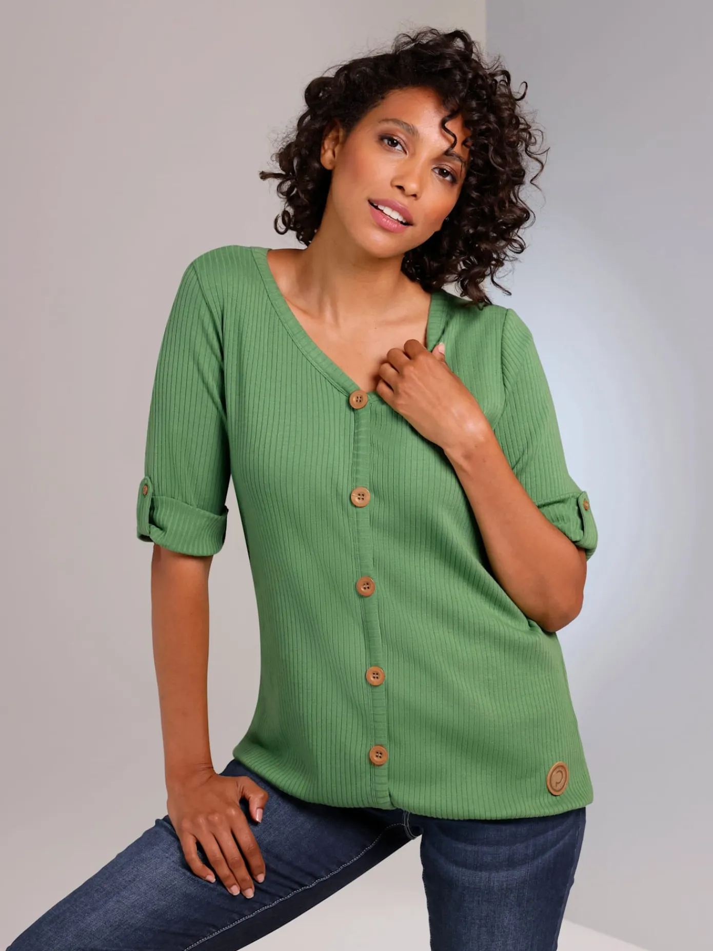 CREATION L PREMIUM T-Shirts<T-shirt à manches courtes mélange coton et lyocell de qualité