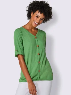 CREATION L PREMIUM T-Shirts<T-shirt à manches courtes mélange coton et lyocell de qualité