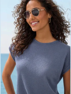 Vivance T-Shirts<T-shirt à manches courtes matière gaufrée légèrement transparente