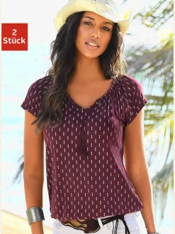 Vivance T-Shirts<T-shirt à manches courtes plis et houppe à nouer