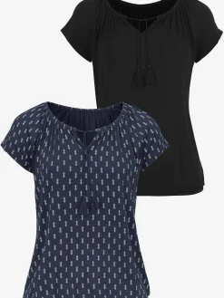 Vivance T-Shirts<T-shirt à manches courtes plis et houppe à nouer