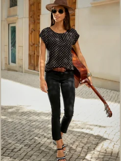 LASCANA T-Shirts<T-shirt à manches courtes plis tendance à l'encolure