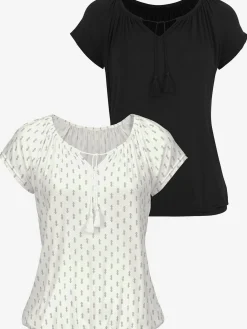 Vivance T-Shirts<T-shirt à manches courtes plis et houppe à nouer