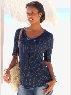 LASCANA T-Shirts<T-shirt à manches courtes pli creux devant pour un tombé fluide