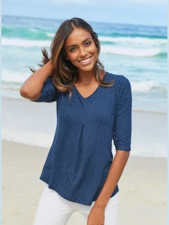 LASCANA T-Shirts<T-shirt à manches courtes pli creux devant pour un tombé fluide