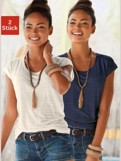 Beachtime T-Shirts<T-shirt à manches courtes qualité dévoré tendance avec rayures