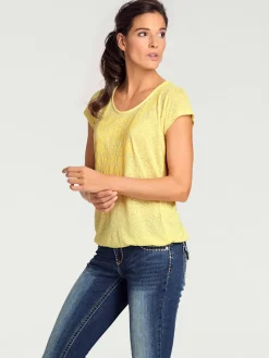 Linea Tesini T-Shirts<T-shirt à manches courtes qualité dévoré, imprimé effet ton sur ton