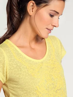 Linea Tesini T-Shirts<T-shirt à manches courtes qualité dévoré, imprimé effet ton sur ton