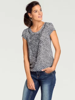 Linea Tesini T-Shirts<T-shirt à manches courtes qualité dévoré, imprimé effet ton sur ton