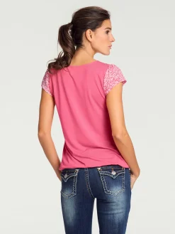 Linea Tesini T-Shirts<T-shirt à manches courtes qualité dévoré, imprimé effet ton sur ton