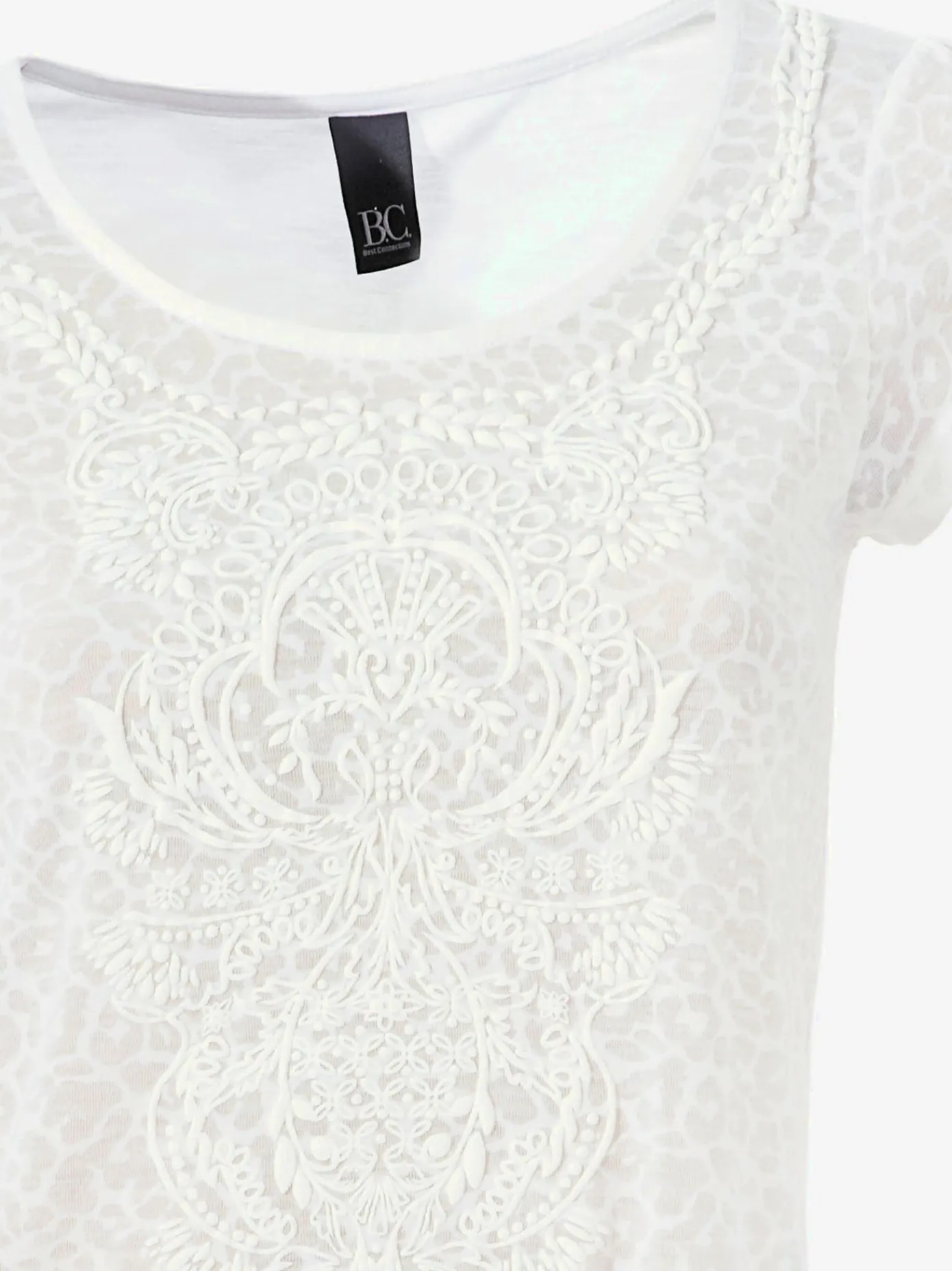 Linea Tesini T-Shirts<T-shirt à manches courtes qualité dévoré, imprimé effet ton sur ton