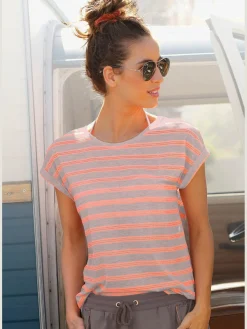 Vivance T-Shirts<T-shirt à manches courtes rayures sportives