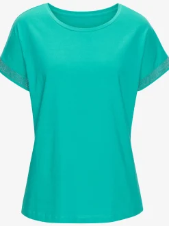 LASCANA T-Shirts<T-shirt à manches courtes strass scintillants à l'ourlet des manches pour un look élégant