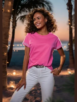 LASCANA T-Shirts<T-shirt à manches courtes strass scintillants à l'ourlet des manches pour un look élégant