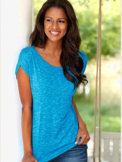 LASCANA T-Shirts<T-shirt à manches courtes superbes fronces aux épaules