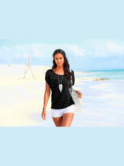 LASCANA T-Shirts<T-shirt à manches courtes superbes fronces aux épaules