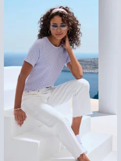 Vivance T-Shirts<T-shirt à manches courtes tricot fin ajouré