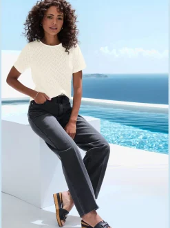 Vivance T-Shirts<T-shirt à manches courtes tricot fin ajouré