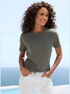 Vivance T-Shirts<T-shirt à manches courtes tricot fin ajouré