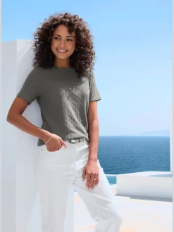 Vivance T-Shirts<T-shirt à manches courtes tricot fin ajouré