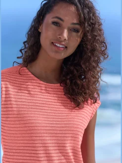 Vivance T-Shirts<T-shirt à manches courtes tricot jacquard léger à rayures