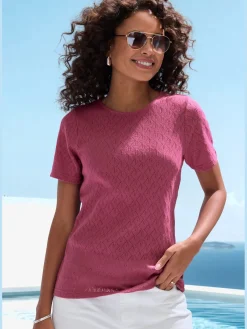 Vivance T-Shirts<T-shirt à manches courtes tricot fin ajouré