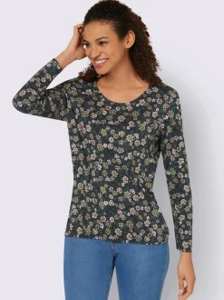 T-Shirts<T-shirt à manches longues 50% coton et 50% modal