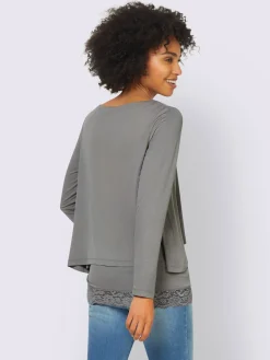 Linea Tesini T-Shirts<T-shirt à manches longues bordure en dentelle à l’ourlet