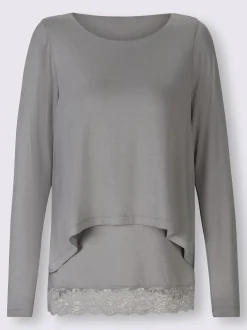 Linea Tesini T-Shirts<T-shirt à manches longues bordure en dentelle à l’ourlet