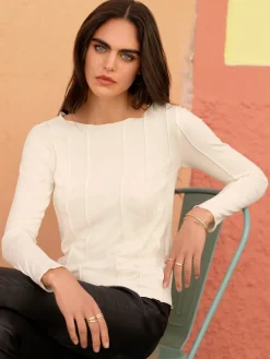 Mandarin T-Shirts<T-shirt à manches longues coutures de séparation