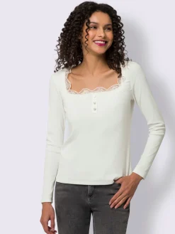 Linea Tesini T-Shirts<T-shirt à manches longues détails en dentelle tendance