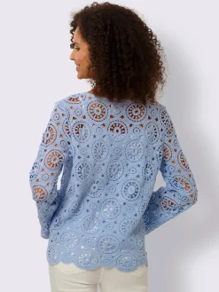 Linea Tesini T-Shirts<T-shirt à manches longues dentelle macramé décorative