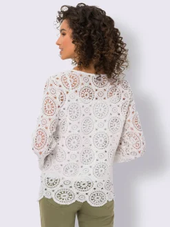 Linea Tesini T-Shirts<T-shirt à manches longues dentelle macramé décorative