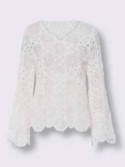 Linea Tesini T-Shirts<T-shirt à manches longues dentelle macramé décorative