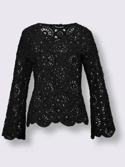 Linea Tesini T-Shirts<T-shirt à manches longues dentelle macramé décorative