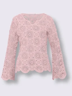 Linea Tesini T-Shirts<T-shirt à manches longues dentelle macramé décorative