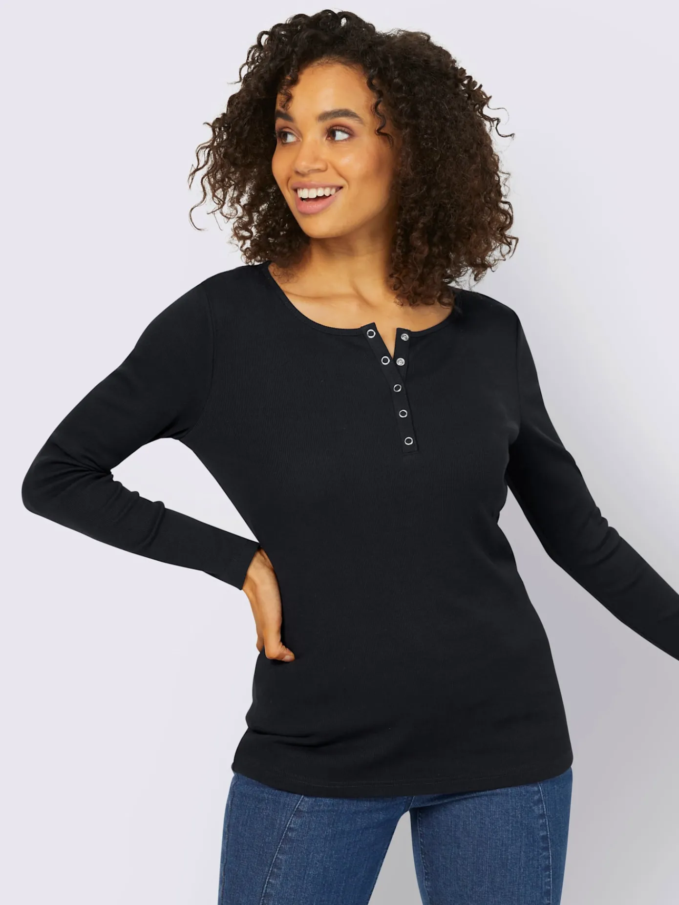 Best Connection T-Shirts<T-shirt à manches longues encolure avec patte de boutonnage