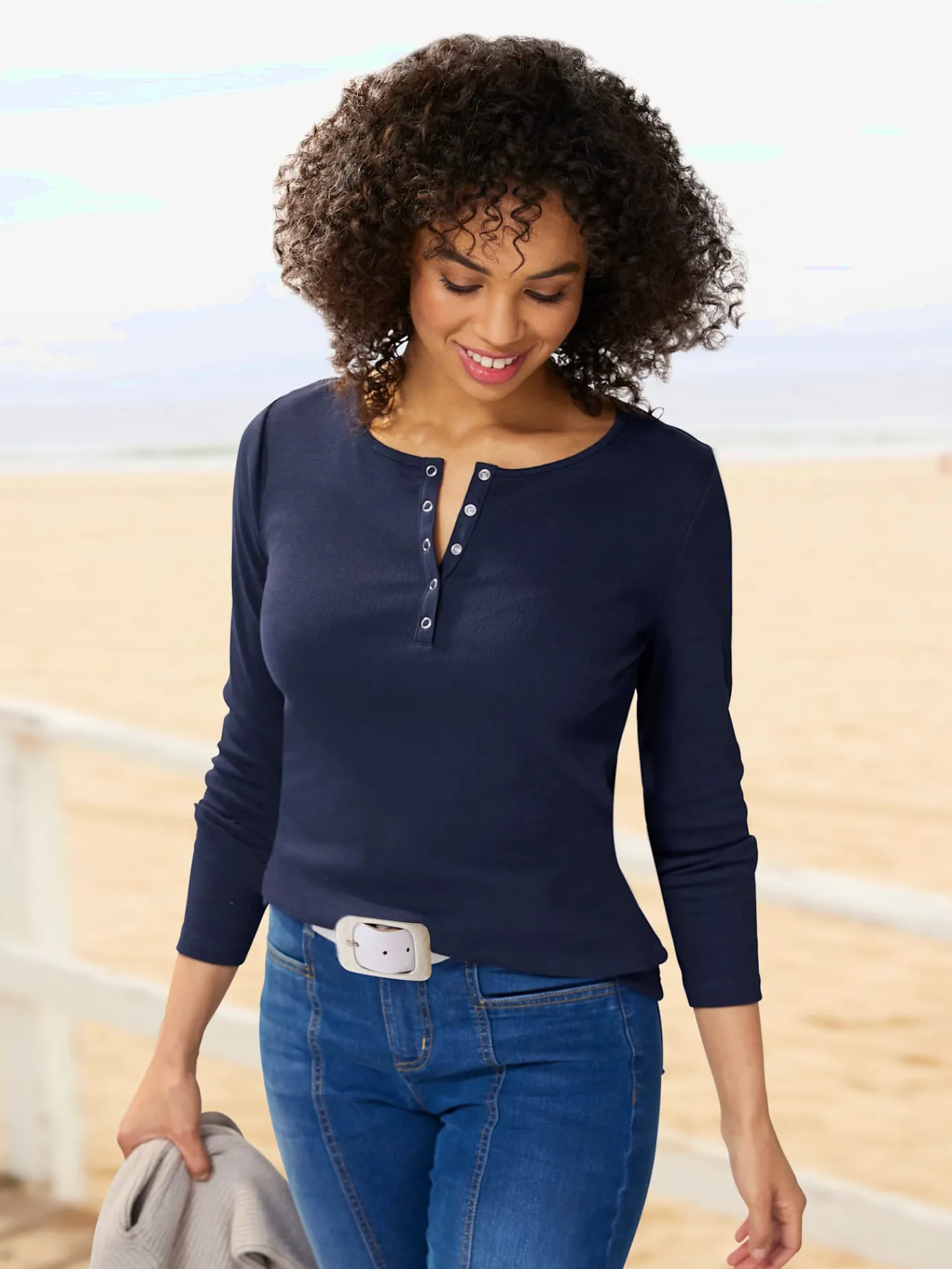 Best Connection T-Shirts<T-shirt à manches longues encolure avec patte de boutonnage