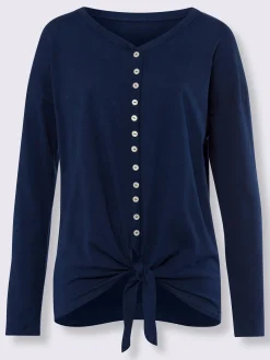 Linea Tesini T-Shirts<T-shirt à manches longues encolure en v avec patte de boutonnage décorative