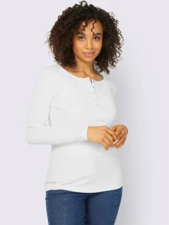 Best Connection T-Shirts<T-shirt à manches longues encolure avec patte de boutonnage